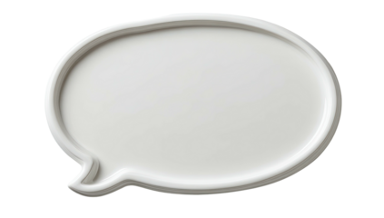 3D rendered white speech bubble cutout against a black background