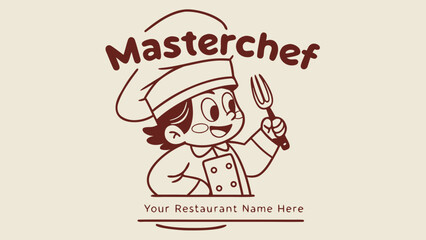 Masterchef restaurant logo template with chef illustration