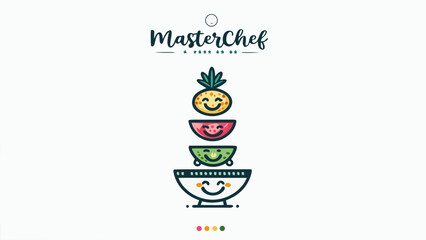 MasterChef logo with stacked fruit bowls illustration