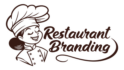 Restaurant branding logo with chef illustration