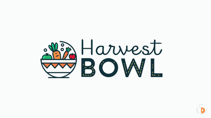 Harvest Bowl logo design with bowl and vegetables