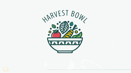 Harvest Bowl Logo, Food Illustration