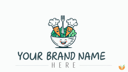 Food logo template with cartoon vegetables