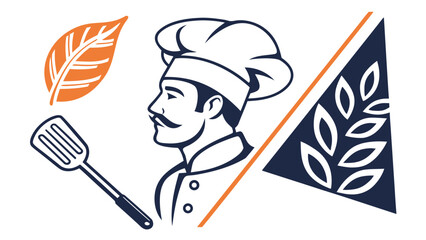 Chef logo with spatula and wheat