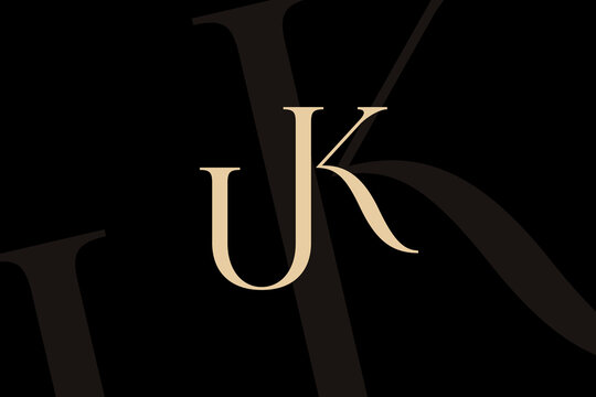 UK or KU letter logo icon design. Classic style luxury initials monogram.