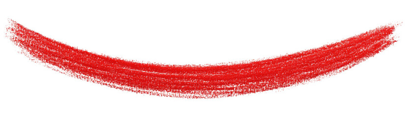 A vibrant, curved red shape against a stark black backdrop, resembling a drawn smile