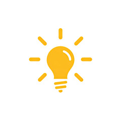Glowing yellow lightbulb icon with rays emanating on a stark black background
