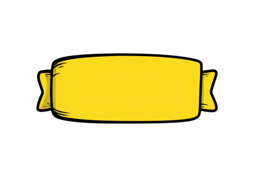 A stylized, golden-yellow ribbon banner against a black background. Graphic, simple, and flat design - Powered by Adobe
