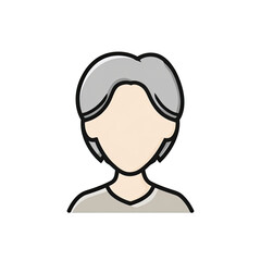 Obraz premium Simplified graphic of a person with gray hair, neutral skin tone, and plain attire on black