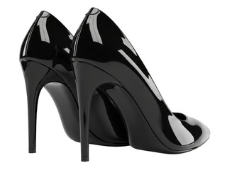 Pair of glossy high heel pump shoes with stiletto heels isolated on a transparent background image
