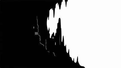 Naklejka premium Abstract black and white texture with organic flowing shapes and sharp edges