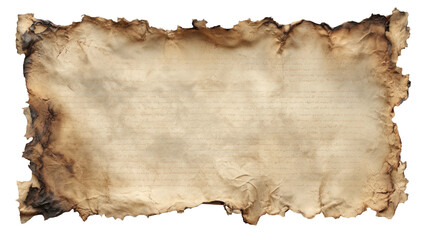Fototapeta premium Aged parchment with burnt edges and faint text, perfect for vintage or historical designs