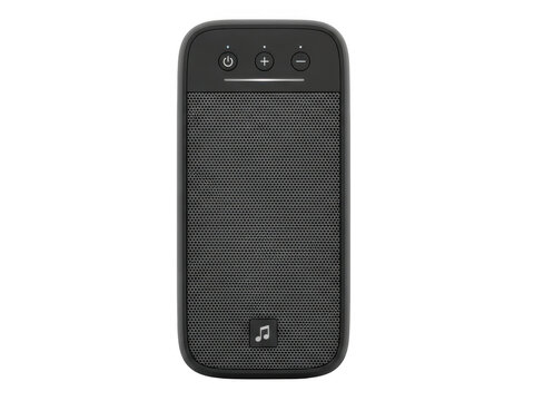 Portable speaker with power volume and music symbols on top isolated on a transparent background audio