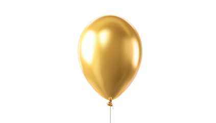A gleaming golden balloon floats against a stark black background, showcasing its shiny texture