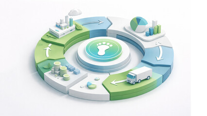 abstract carbon footprint visualization with circular economy structure