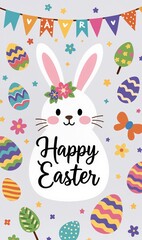 Colorful Easter eggs with floral decoration