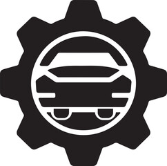 Modern car repair logo with gear and vehicle outline