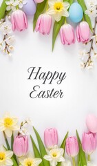 Colorful Easter eggs with floral decoration