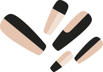 Stylized depiction of five fingernails with dark tips and light nude bases