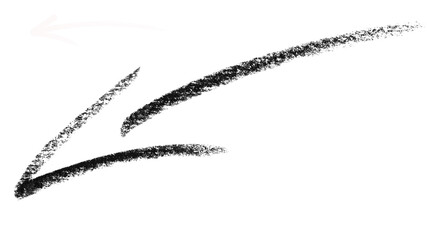 Hand Drawn 3D Left Arrow Sketch &ndash; Bold Block Direction Arrow with Curved Motion Line for Creative Design, UI, Web Graphics & Infographics