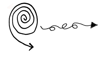 Hand Drawn Spiral Arrow Illustration &ndash; Black Swirl Direction Arrow Doodle for Creative Design, UI, Web Graphics & Infographics