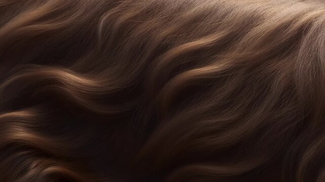 Flowing brown hair waves in gentle motion captured in high definition sequence
