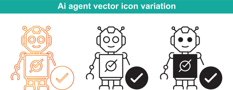 Variations of ai agent vector icons in different colors and styles