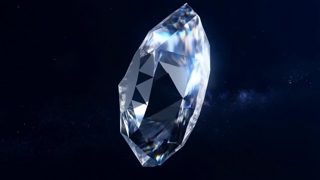 Sparkling diamond rotation against starry night sky in three phases