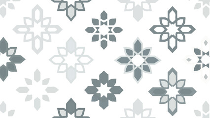 Seamless Minimalist Islamic Geometric Pattern with Grey Arabesque Stars Vector Background