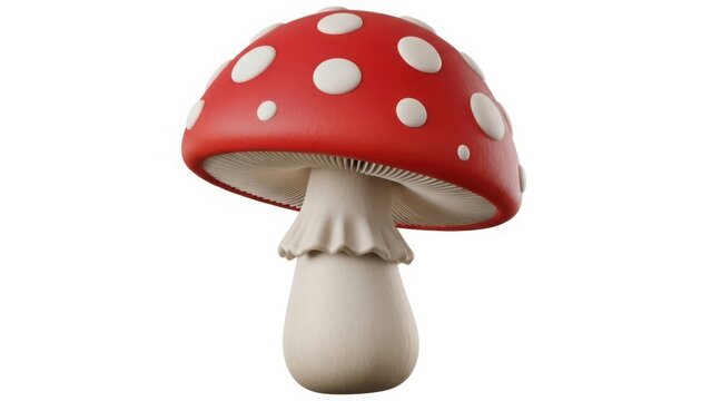 Red and white polka dot mushroom isolated on white background