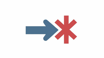 Obraz premium Arrow pointing to red asterisk symbol.