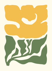 Abstract Boho floral wall decor framed hand drawn illustration