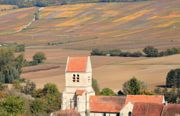 &Eacute;glise Saint Martin en automne, Reuilly-Sauvigny, Aisne	

