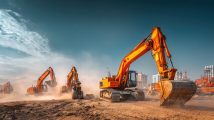 heavy machinery at construction site