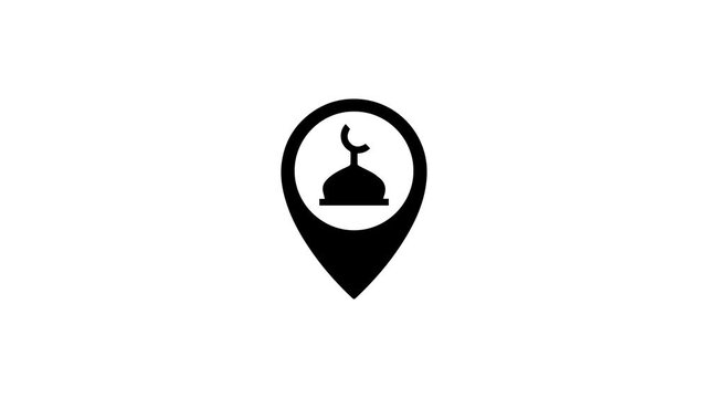 Mosque location icon: a simple black and white symbol animated.