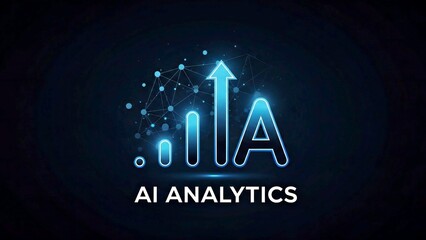 3D AI Data Analytics Icon with Glowing Graphs and Human Finger Activation