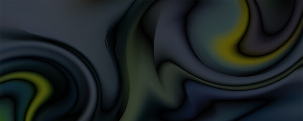 3D render beautiful folds of black silk in full screen, like a beautiful clean fabric background. Simple soft background with smooth folds like waves on a liquid surface.