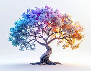 Colorful artistic tree sculpture modern art gallery creative design indoor environment abstract viewpoint