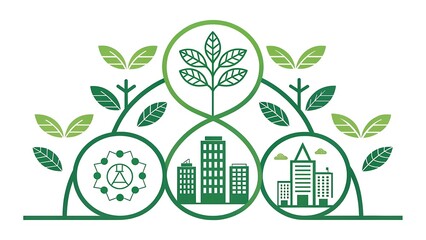 Sustainable city and green energy ecology infographic design on white background