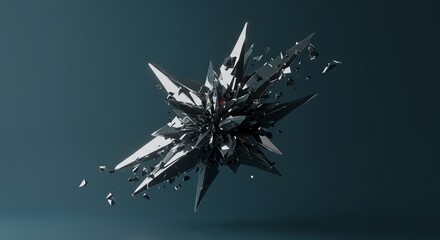 Dynamic composition featuring sharp geometric fragments, depicting complexity, chaos, and the visual breakdown of established structures, pattern, shattered, design