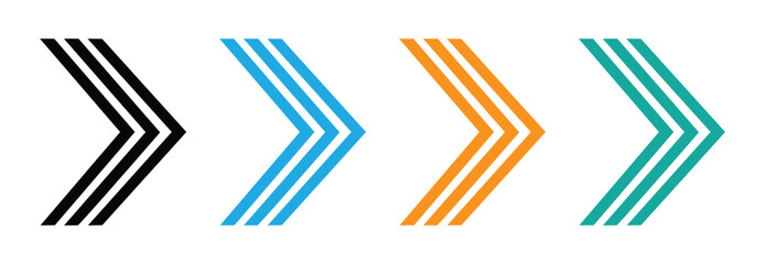 Illustration set of different arrow colors for bullet points. Colorful arrow icons for navigation and direction. 