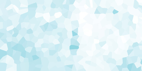Geometric mosaic pattern of light blue and white crystalline shapes creating a cool, abstract, and refreshing background for digital design and creative projects