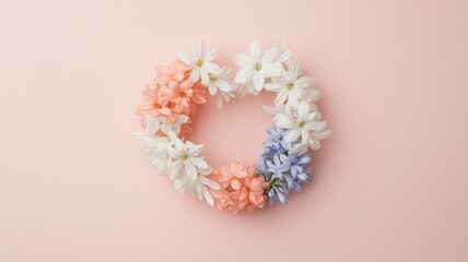 Pastel hyacinth wreath forming a beautiful colorful circle, symbolizing spring and delicate design
