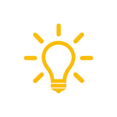 A stylized golden lightbulb icon radiating outwards, isolated against a solid black background