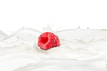 Milk Splash with Fresh Raspberry