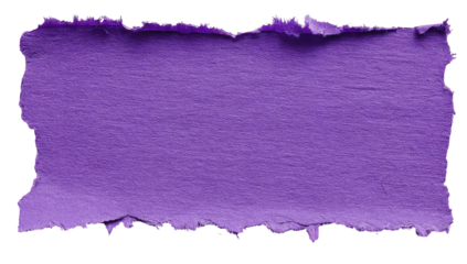Close-up of a rectangular, textured, purple paper with a rough, torn border