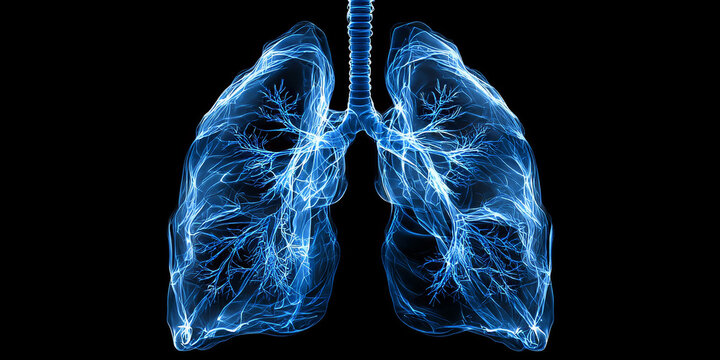 Blue abstract glowing lung
