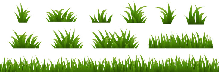 Big Set Green Grass Isolated White Poster