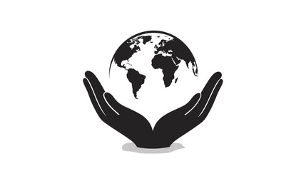 Hands Holding Globe Silhouette Illustration.
