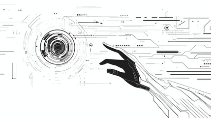 Robot Hand Reaching Out to Touch Circle.
